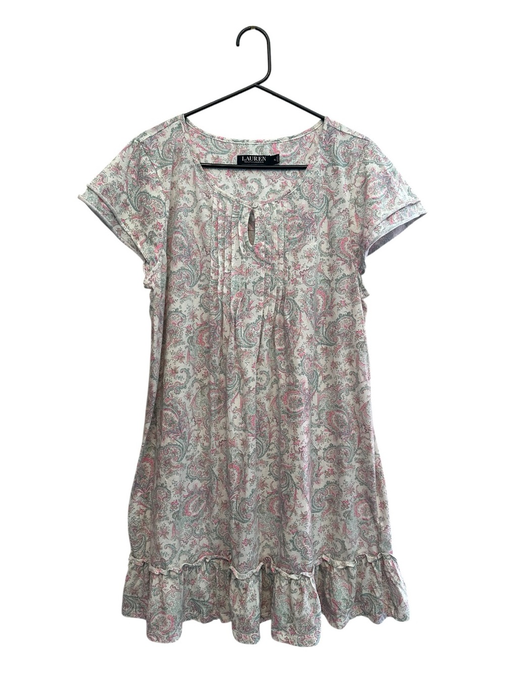 Lauren Ralph Lauren Pink and Mint Paisley Short Nightdress Size XL